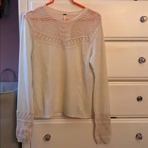 FREE PEOPLE Cream Knit Top